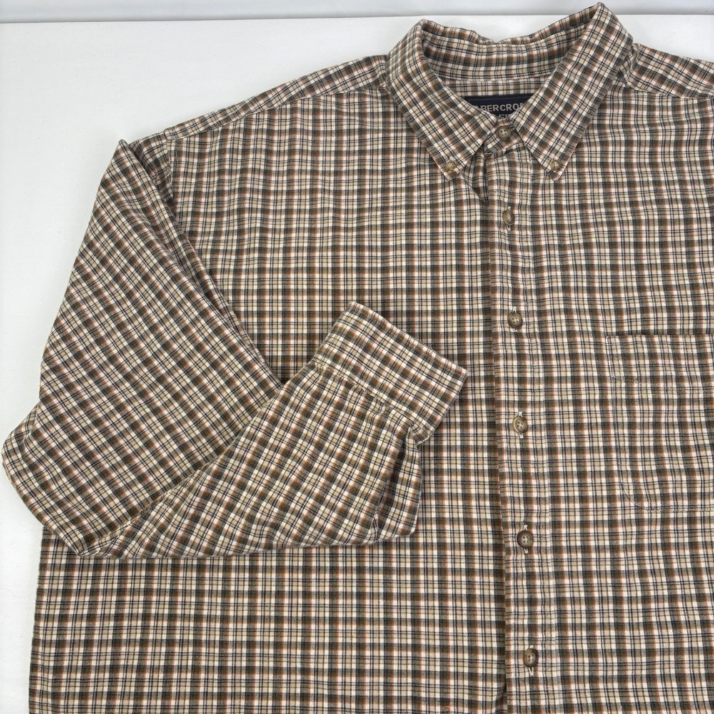 Vtg 90's Abercrombie & Fitch Mens XL Brown Plaid L/S Cotton Button Down Shirt